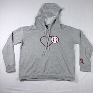 Baseballism Love Baseball Hoodie Grey With Red Unisex Sz L Cozy